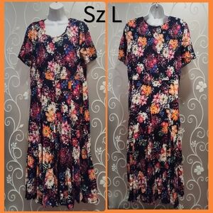 WOMENS LOVELY FLORAL MAXI DRESS SIZE L